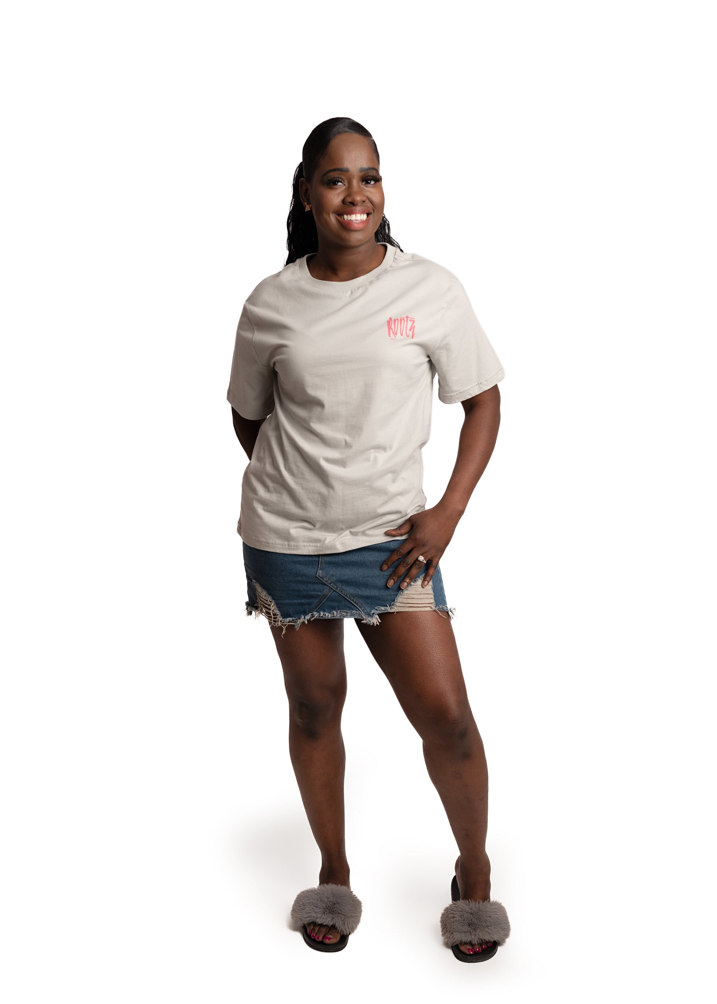 Ladies Light Grey with Pink Tee