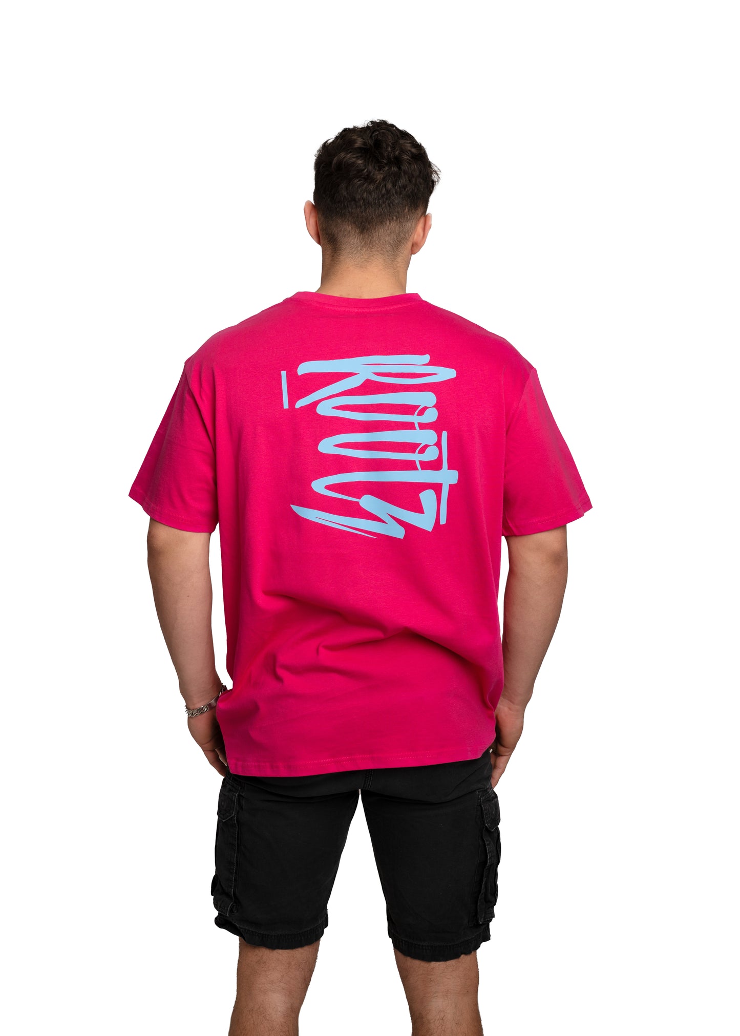 Electric Pink With Baby Blue Print Tee