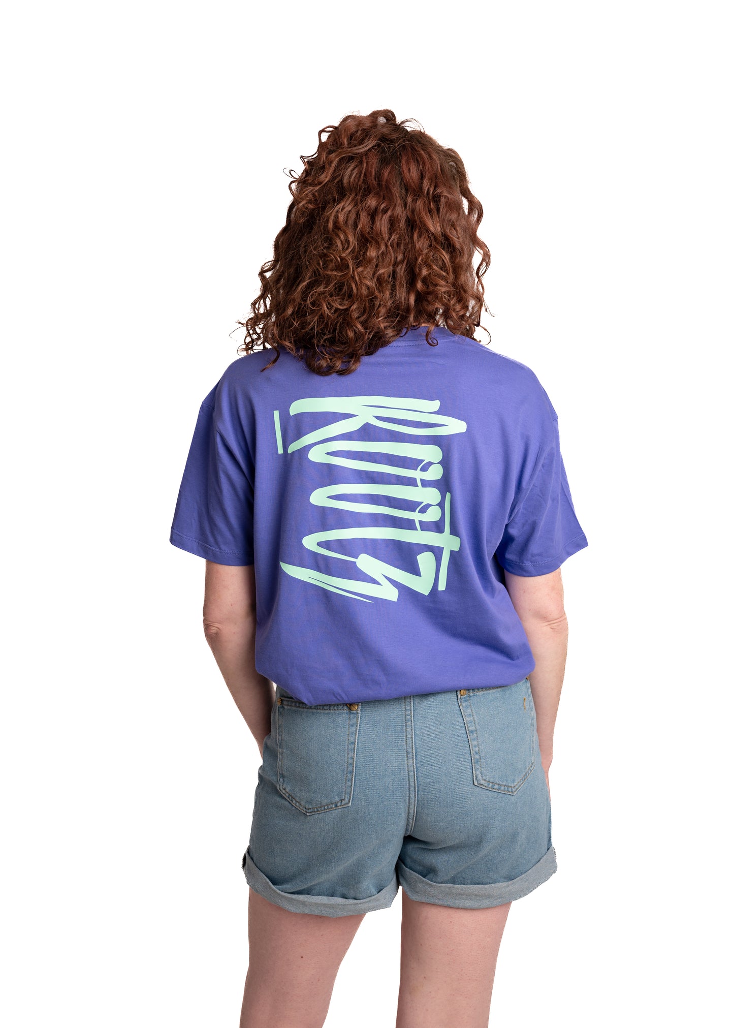 Ladies Purple Box Tee with Spearmint Green