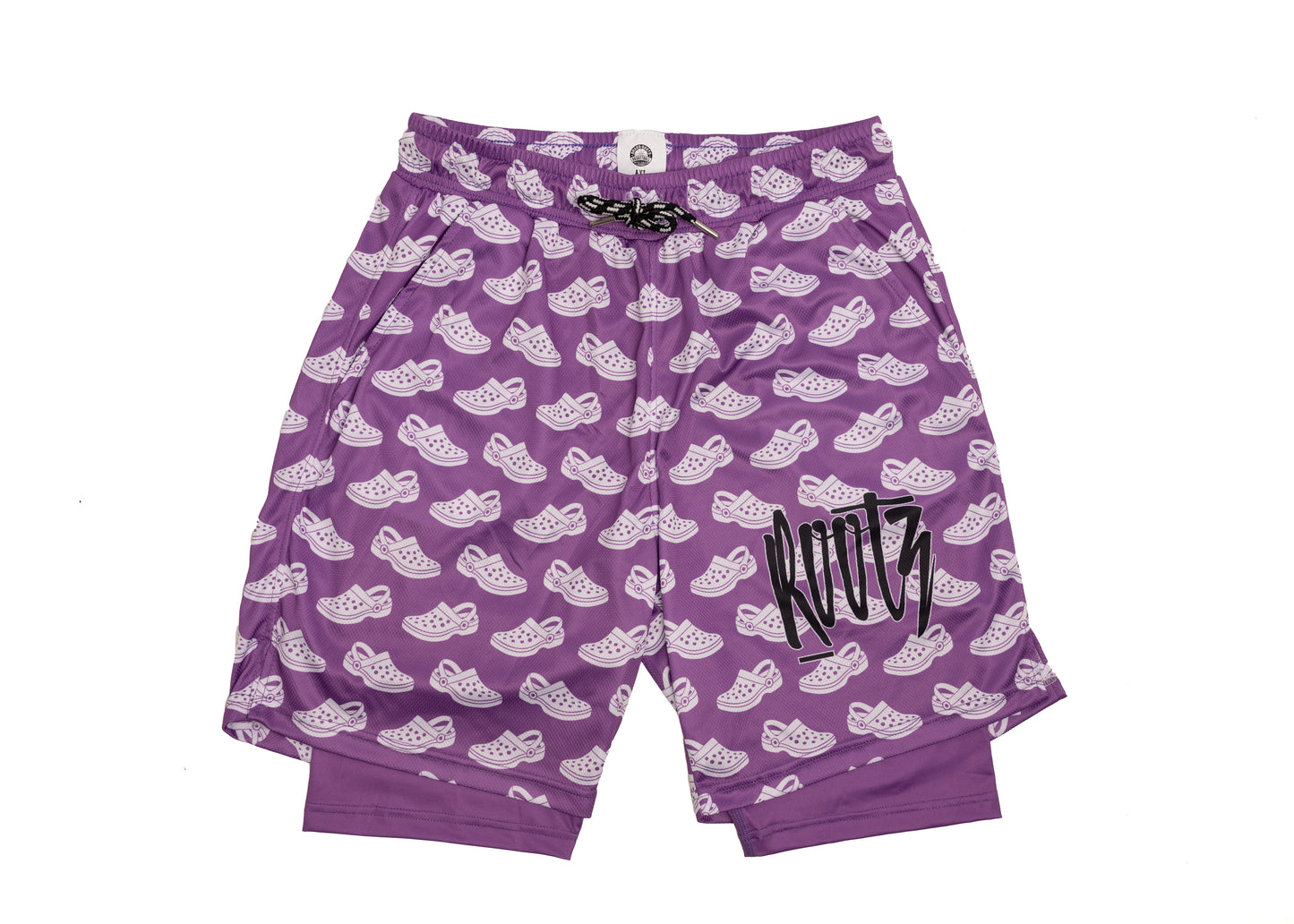 Youth & Adult - Purple Slider Print - Mesh training shorts, with built in compression shorts