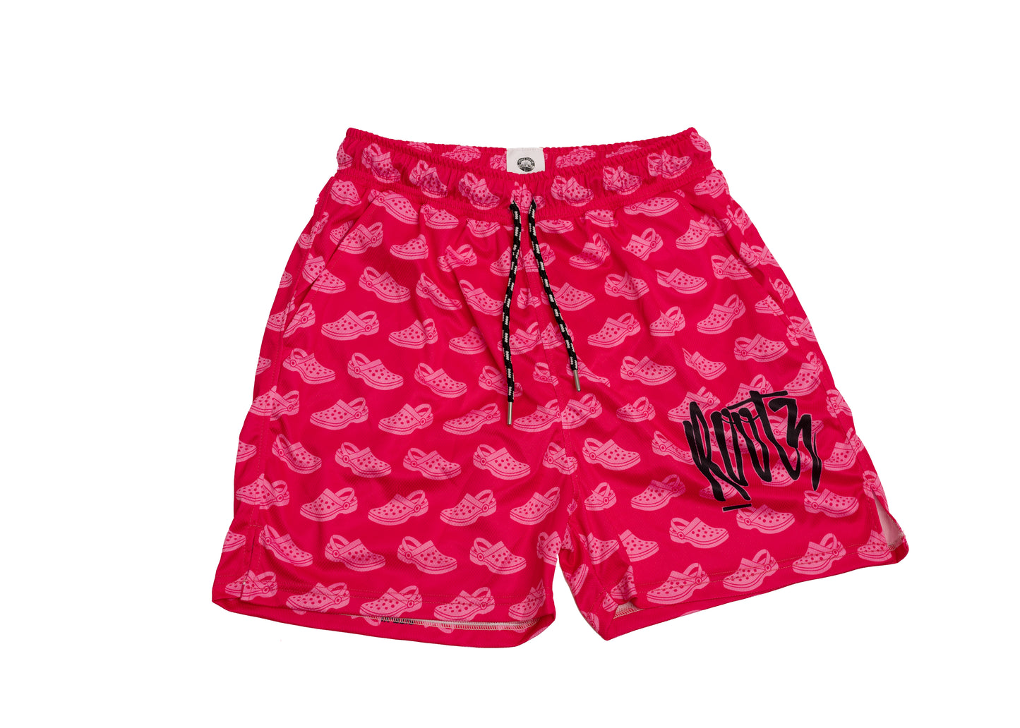 Youth & Adult - Unisex Pink Slider Print - Mesh training shorts, with built in compression shorts