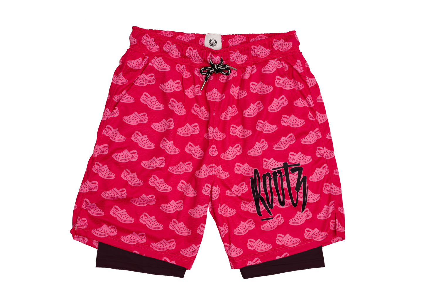 Youth & Adult - Unisex Pink Slider Print - Mesh training shorts, with built in compression shorts